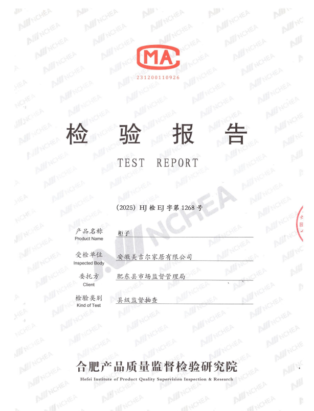 柜子检测报告封面